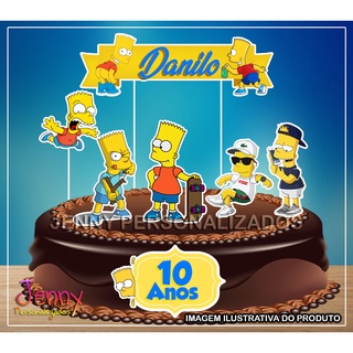 Topo Topper de Bolo Personalizado Bart Simpson em Oferta na Shopee