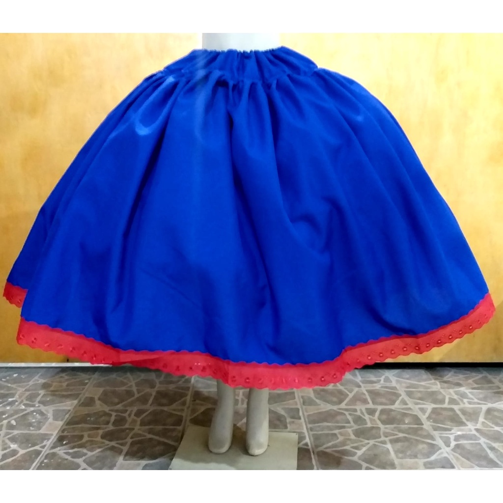 SAIA DE OXFORD AZUL ESCURO COM BORDADO INGLÊS - UMBANDA E CANDOMBLÉ