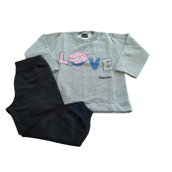 Conjunto Infantil Moletom sem Capuz Love Clubinho Menina Tam. 1, 2 e 3