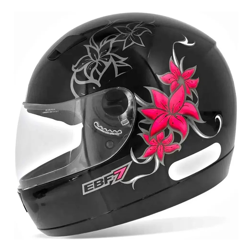 CAPACETE MOTO EBF 7 MODELO FEMME PRETO E ROSA