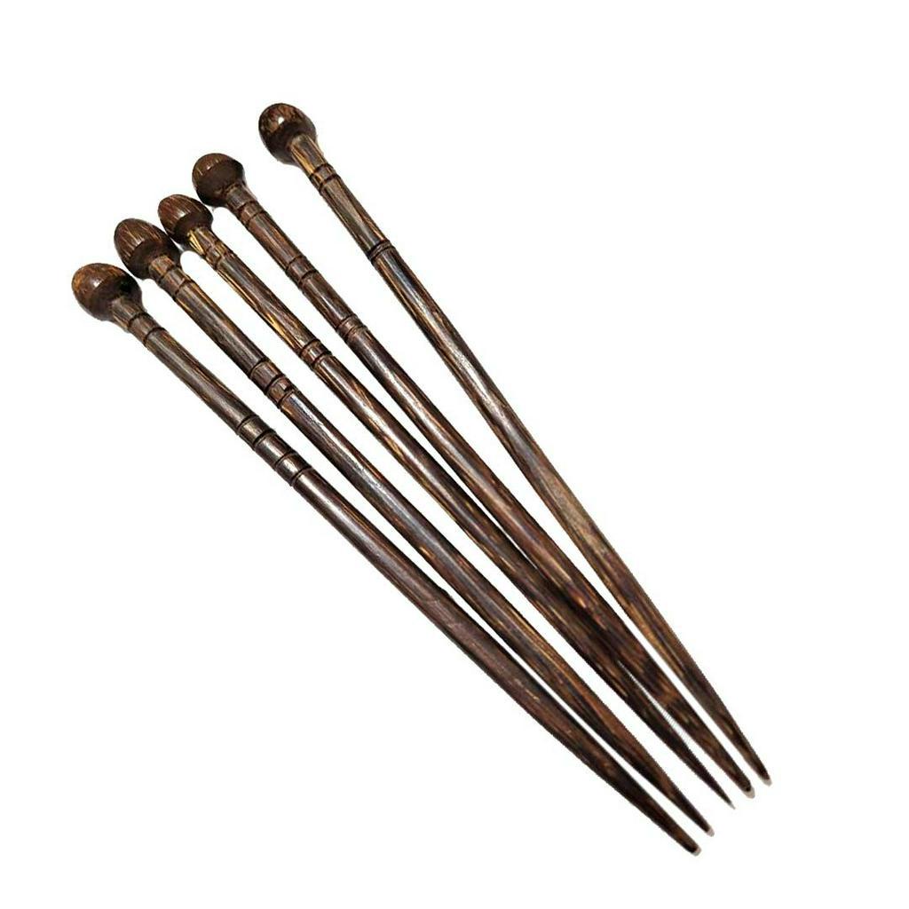 kit 12 Palitos De Coco Tucum 6 peças 3 uni palito Para Prender Cabelo Madeira Redondo Artesanal