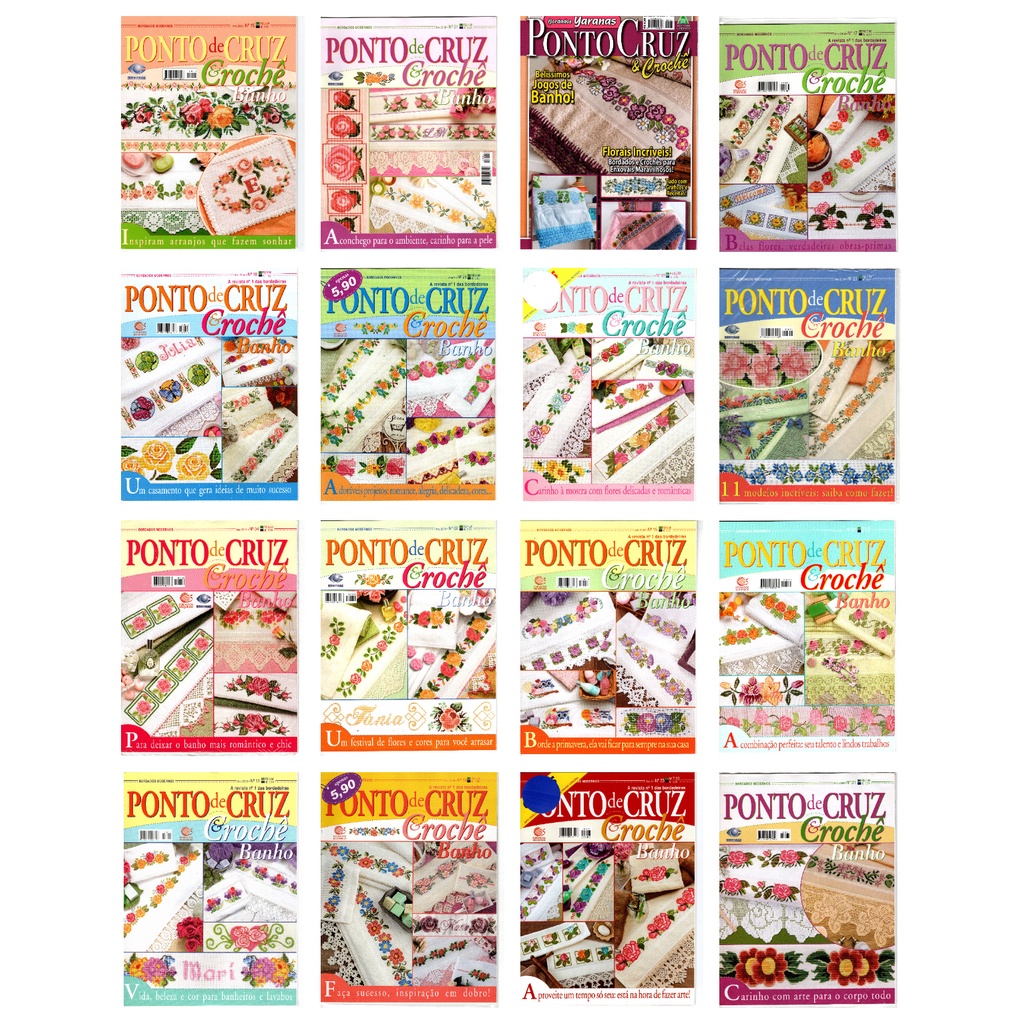 Kit 10 Revistas Ponto De Cruz & Crochê Banho  Lote 1