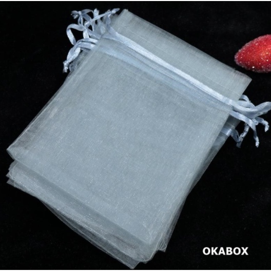 100 Saquinhos De Organza 20x30 Branco Fita Cetim