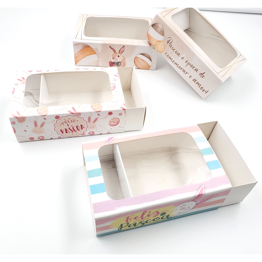 10 Caixas de Páscoa para doces ou multiuso com visor 12x8x4cm. em Oferta na Shopee