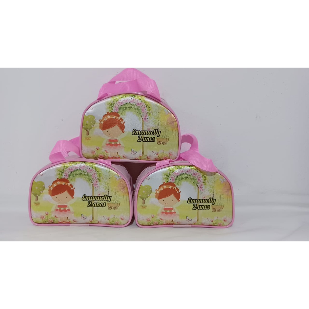 Kit com 10 Bolsinha Meia Lua Personalizada Jardim Encantado Lembrancinha Infantil Aniversário festa escola infantil