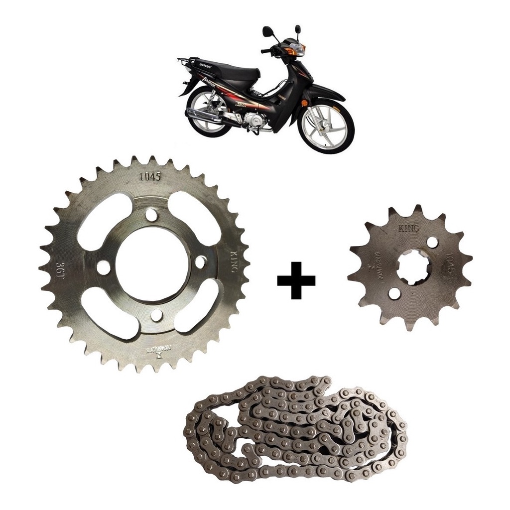 Kit Transmissao Tracao Phoenix Coroa Pinhao Corrente Fenix Shineray Phoenix + Wy48q-2 Jet 50 Xy50q Web