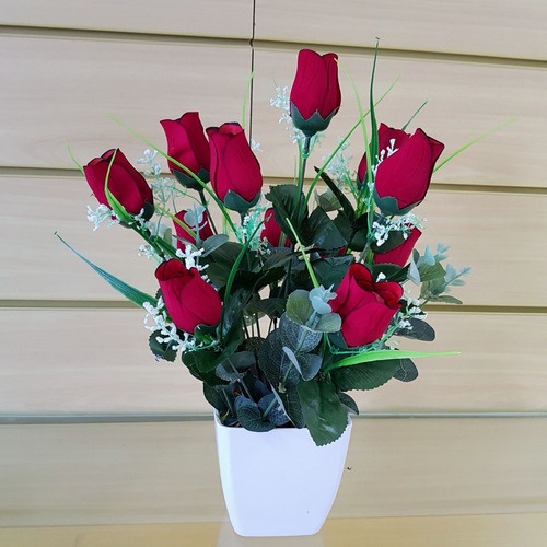 Arranjo De Flores Artificiais Vaso Flores Rosas Vermelhas | Shopee Brasil