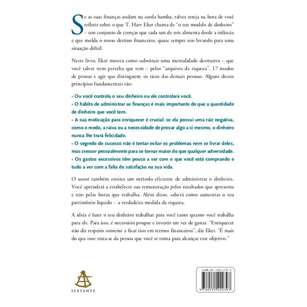 Os Segredos da Mente Milionária - T. Harv Eker - Educação Financeira e Mentalidade - Editora Sextante - Livro Físico — imagem 2 de 2