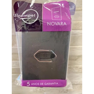 Campainha Cigarra Preto Grafite com Cromado Dicompel Novara