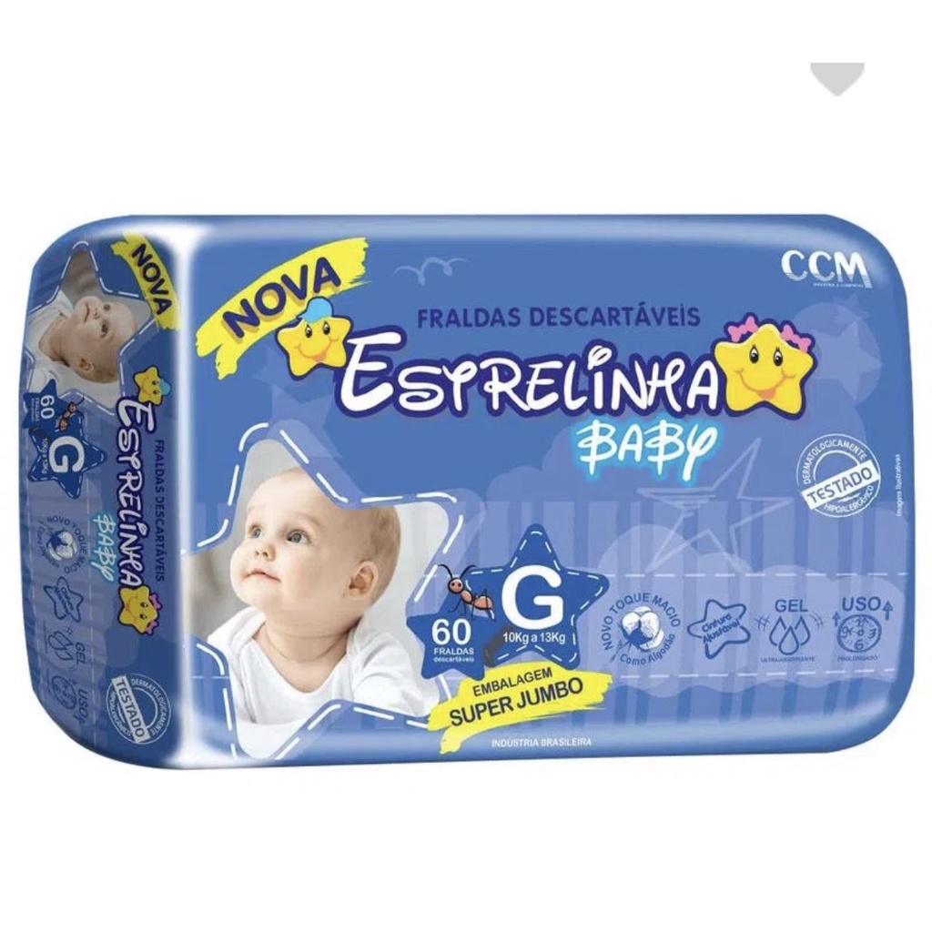 Fralda DESCARTAVEL INFANTIL BARATA Estrelinha Baby  Cobertura Suave ótima para escolinha