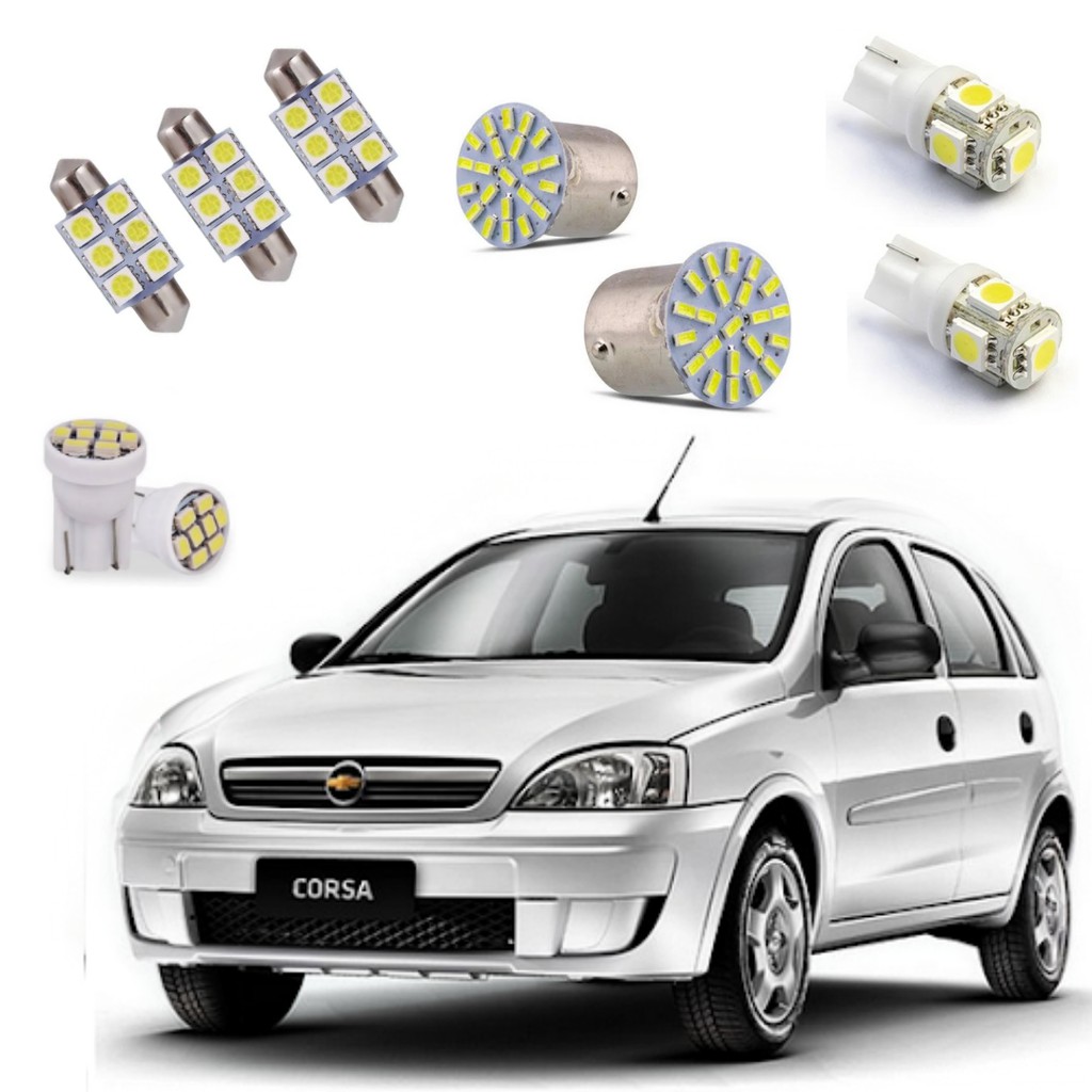 Kit Lampada Led Corsa Joy Hatch Ré Teto Placa Farolete Porta Malas Porta Luvas