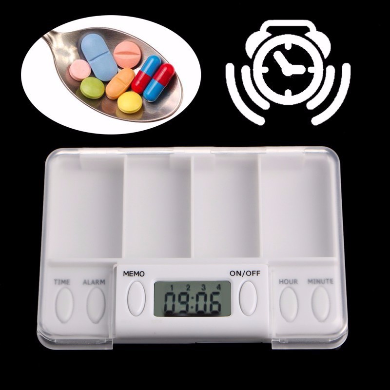 porta comprimidos digital lembrete de remédios 4 compartimentos com alarme  | Shopee Brasil