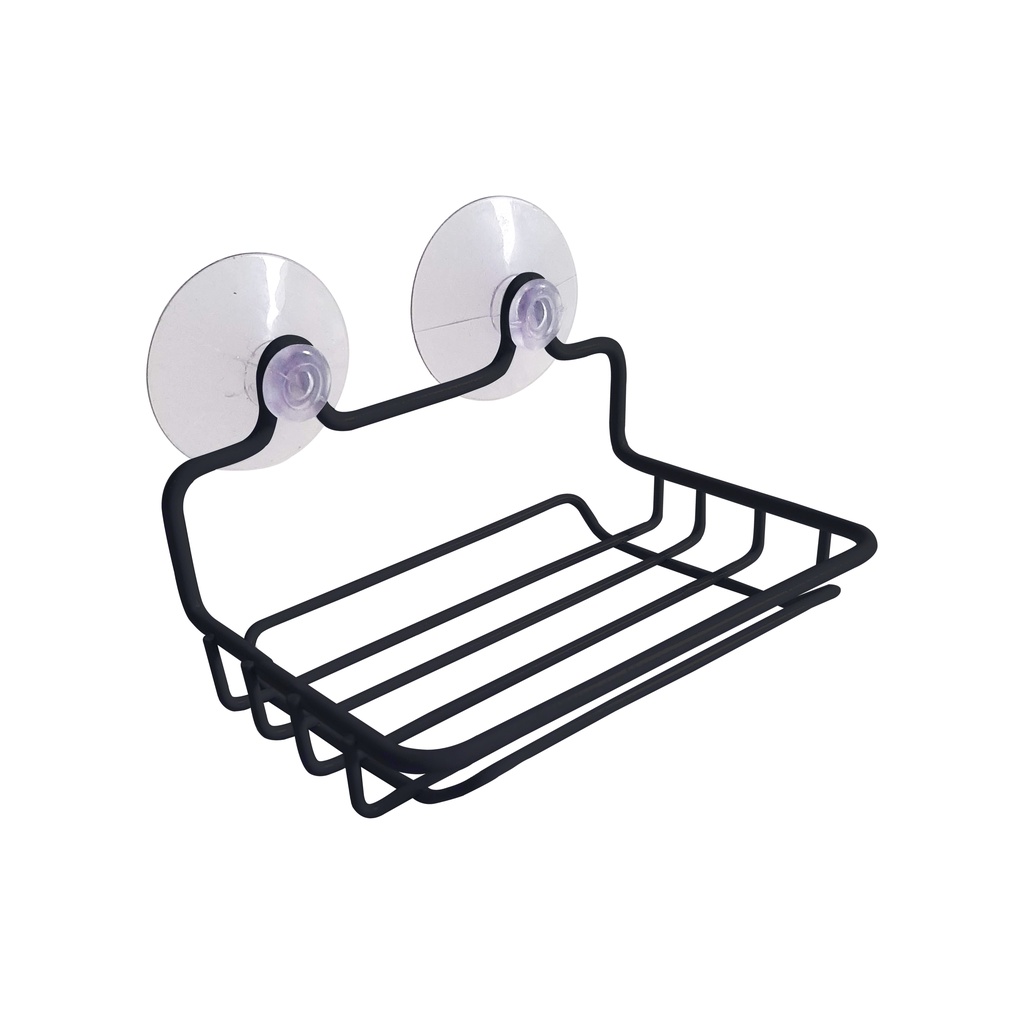 Saboneteira preta fixada por 2 ventosa Acessórios P/ Banheiro Preto
