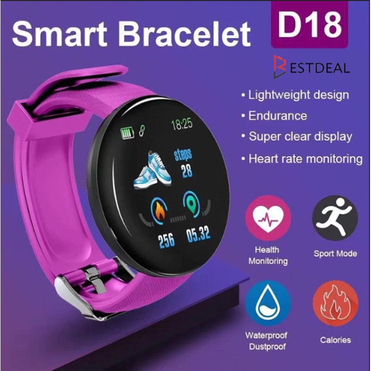 D18 Smart Watch Redondo à Prova d’Água com Rastreador Fitness Smartwatch