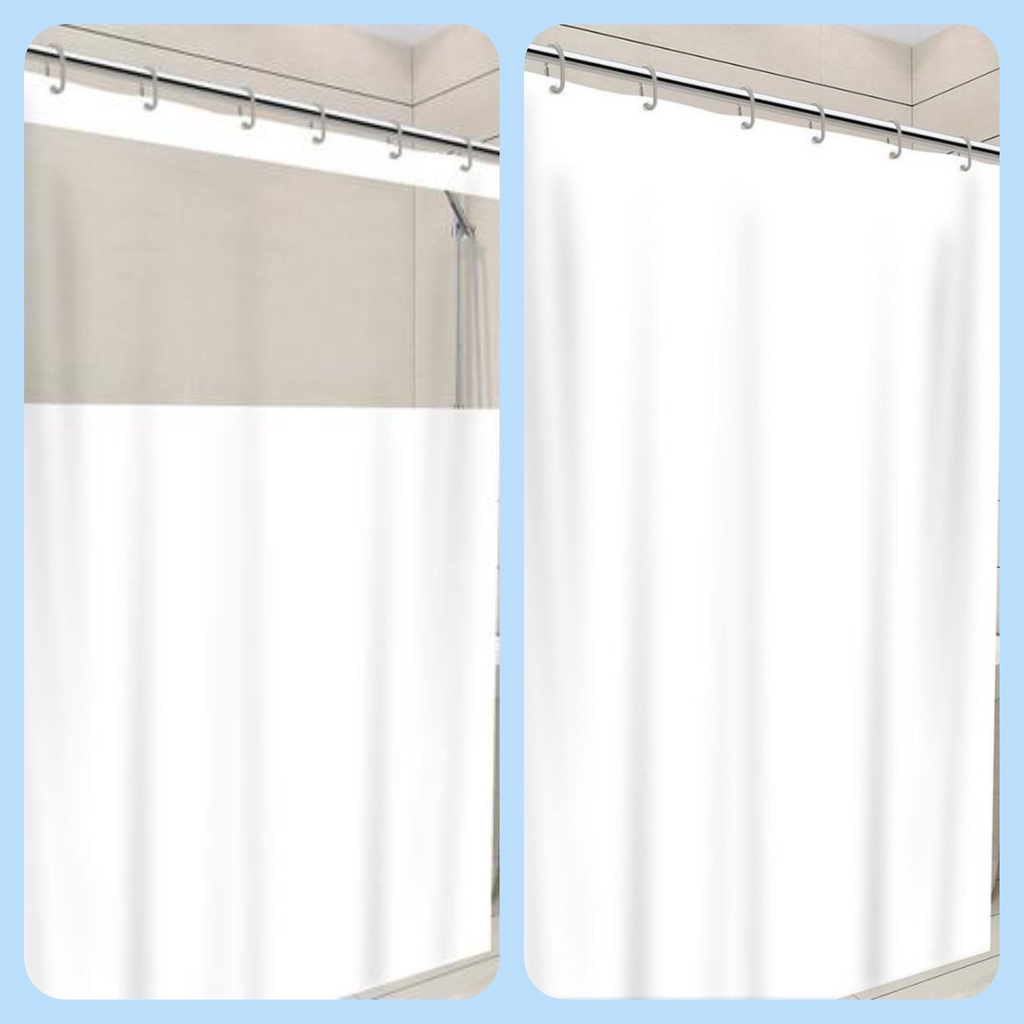 Cortina Banheiro Box Branca com ou sem Visor com Ganchos Antimofo Pvc 1,38m x 1,98m