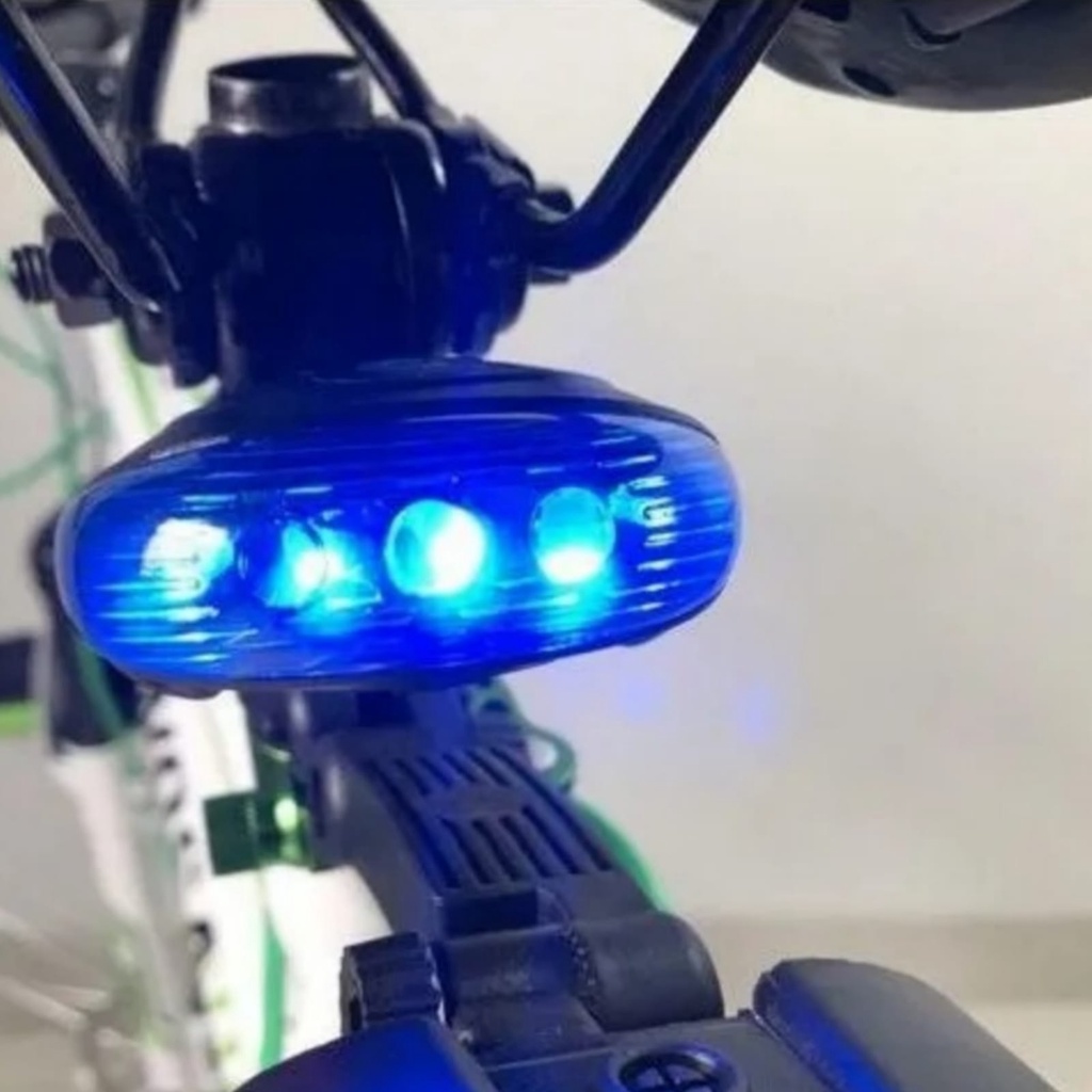 Lanterna Farol Bicicleta Bike Led Sinalizador Ciclovia Azul