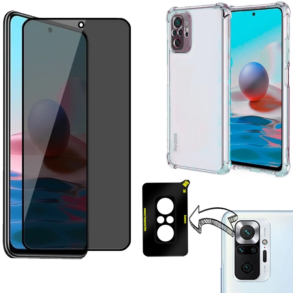 Kit Xiaomi Redmi Note 10 Pro Película De Privacidade 3d Capa