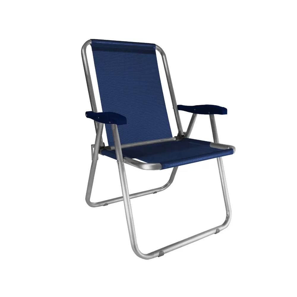 Cadeira Zaka Max Alumínio Azul Marinho Capacidade 140kg em Oferta na Shopee