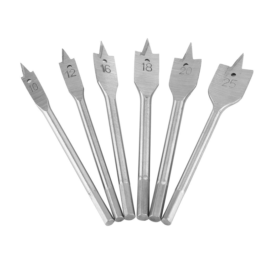 Kit Jogo De Broca Longa Chata Madeira 6 Peças - Profissional - oferta!