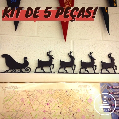 Kit de 5 Peças! Enfeite Natalino Decoração para Trenó do Papai Noel & Suas Rênas-  Efeites Coloridos de Natal - Bolinhas para a Árvore de Natal - Estrela Natalina, Presépio, Anjo Floco de Neve & Árvore - Escolha a Cor - guirlanda d
