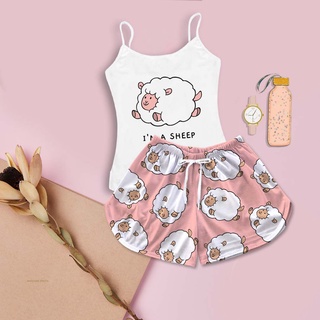 Pijama Feminino Baby Doll Estampa Ovelha Rosa