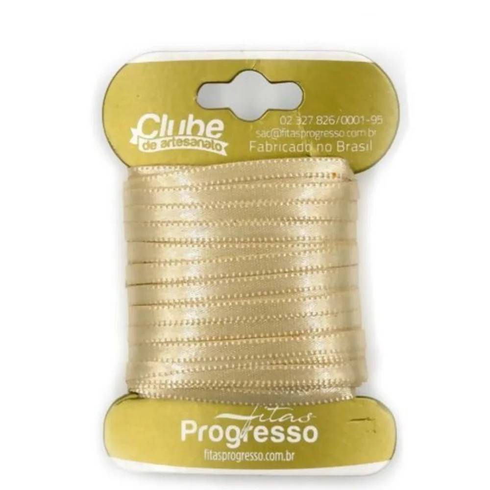Fita em Cetim 236 Bege - 10mx4mm - 1un - Progresso - Rizzo - Stationery
