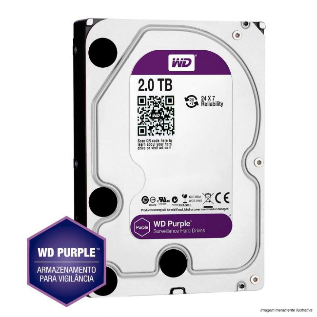 Promoção Hd 2Tb Western Digital intelbras Purple Roxo Intelbras DVR Novo Wd20purz