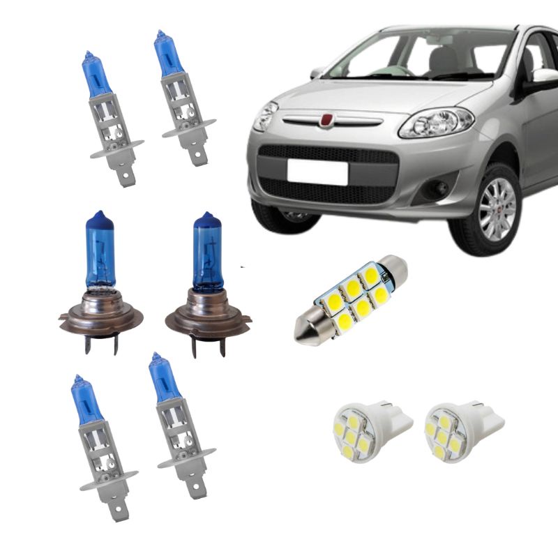 Kit Lampada Super Branca Farol + Led Placa Palio Attractive 2012 a 2017 em Oferta na Shopee