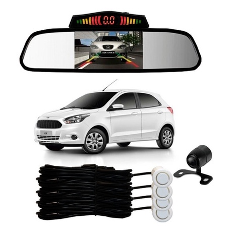 Sensor De Ré + Espelho Camera Ré Ford Ka Branco - Spare Parts and Accessories for Vehicles