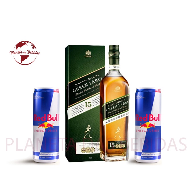 Combo Whisky Johnnie Walker Green Label 750 ml + 2 Energético Red Bull ...