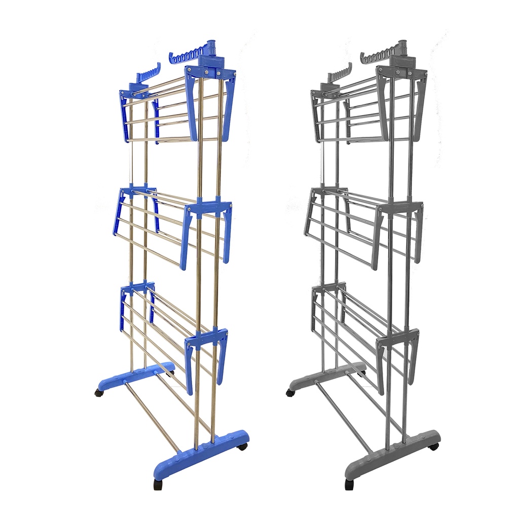 Varal de Chão Vertical de 3 andares Aço INOX NÃO ENFERRUJA - Com manual de montagem