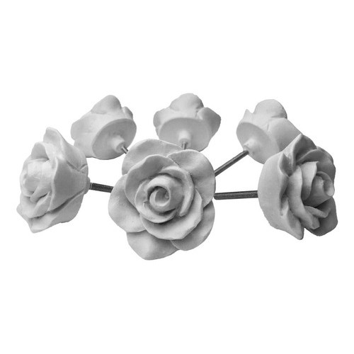 Puxador De Gaveta Flor Rosa Botão Branco Kit C/ 16 Unid 4 Cm