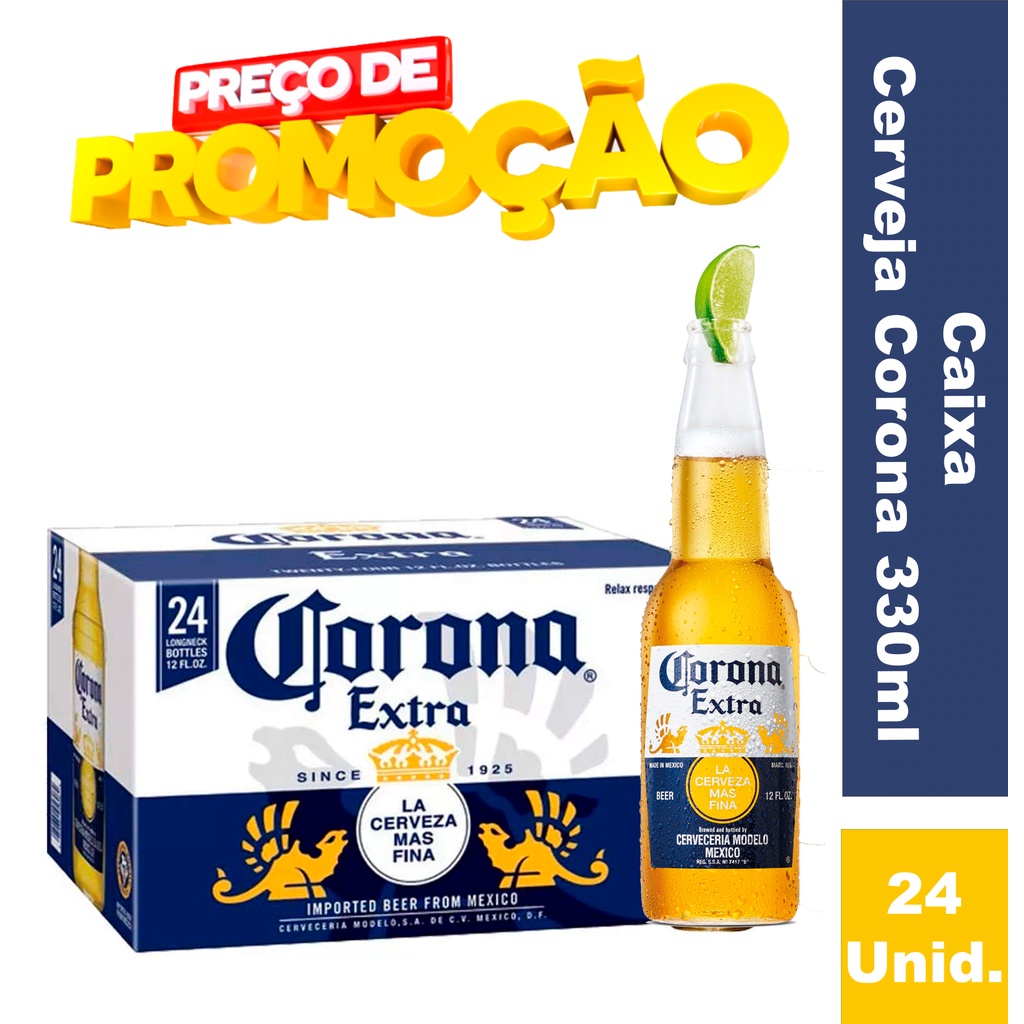 Cerveja Corona Extra Long Neck 330 ml C/24 PROMOÇÃO Shopee Brasil