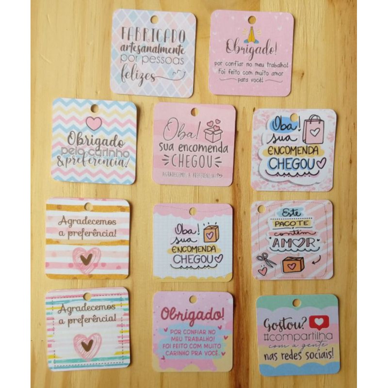 48 Tags Quadradas Tons de Rosa 4cm | Shopee Brasil