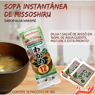 Sopa Japonesa Missoshiru Instantâneo Com Alga Marinha Wakame 216g - 12 UNID
