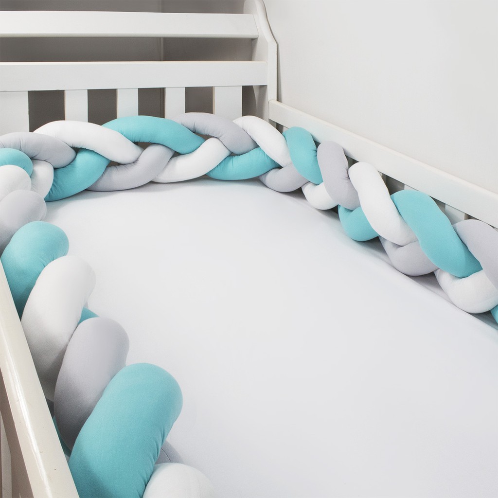 Protetor Trança Tiffany Com Branco E CinzaAvulsa Para Berço 4,00 Mts, Laura Baby