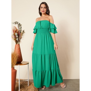 Vestido Longo Modelo Ciganinha com Bojo e Elastico abaixo do busto