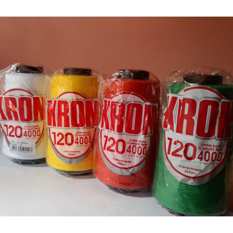 KIT COM 4 CONES LINHA PARA COSTURA RETA KRON 120 (CONE GRANDE) COM 3656m