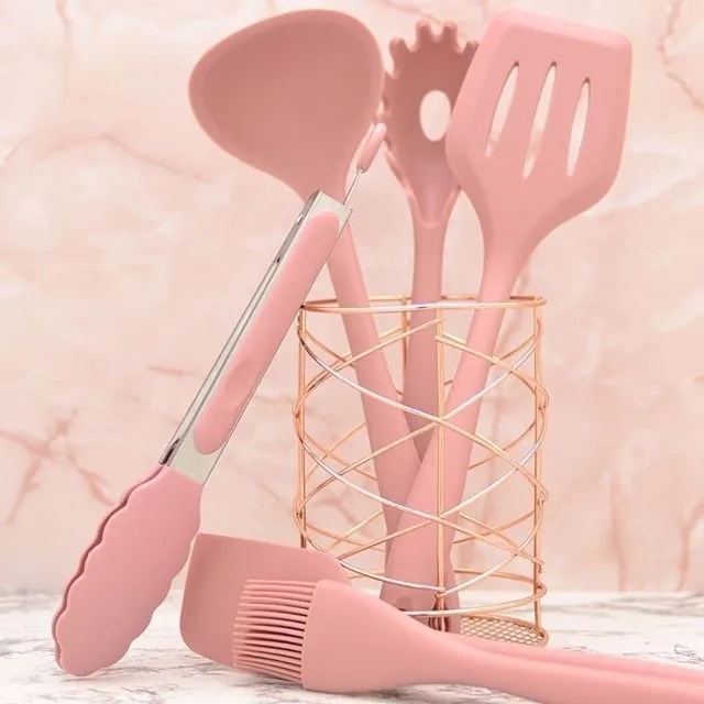 Utensílio De Cozinha Em Silicone De Alta Qualidade Colher/Concha/Fouet/Escumadeira/Pincel/Espátula/Pegador de Massas