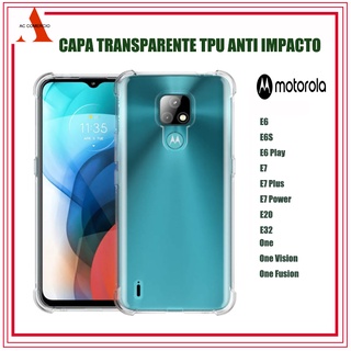 Capa Capinha Tpu Anti Impacto Transparente para Moto E6/E6S/E6 Play/E7/E7 Plus/E7 Power/E20/E32/One/One Fusion Plus/One Fusion/One Vision em Oferta na Shopee