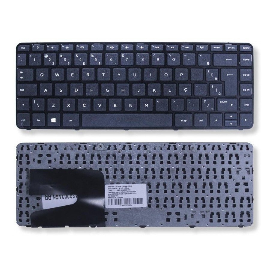 Teclado P/ Notebook Hp 14-r051br C/ Moldura Frame  Ç