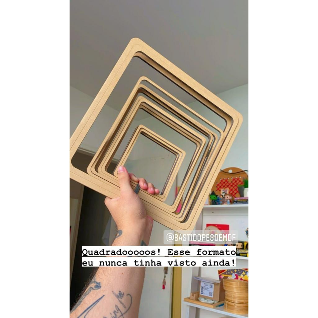 Bastidor Quadrado de MDF 6mm Tamanho 26cm Moldura para Bordado