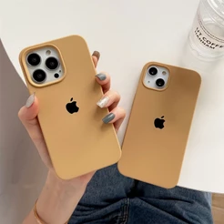Ouro Para iPhone 18/17/16/15/13/14/12/11/Pro max/Air/XS XR/7/8/Plus/SE/Mini/Capa De Telefone De silicone Líquido