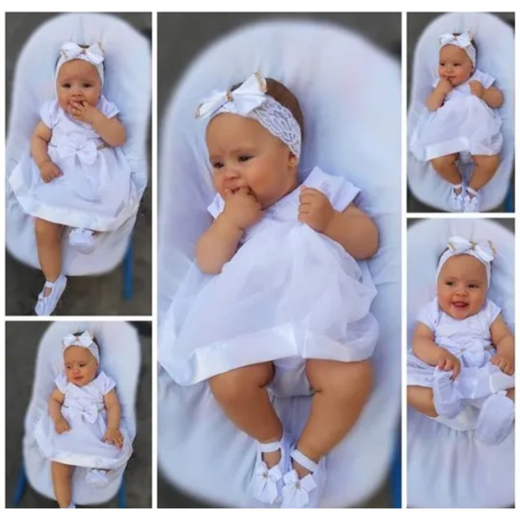 Vestido Bebe Batizado Com Calcinha Bunda Rica E Tiara Festa E Aniversario Shopee Brasil