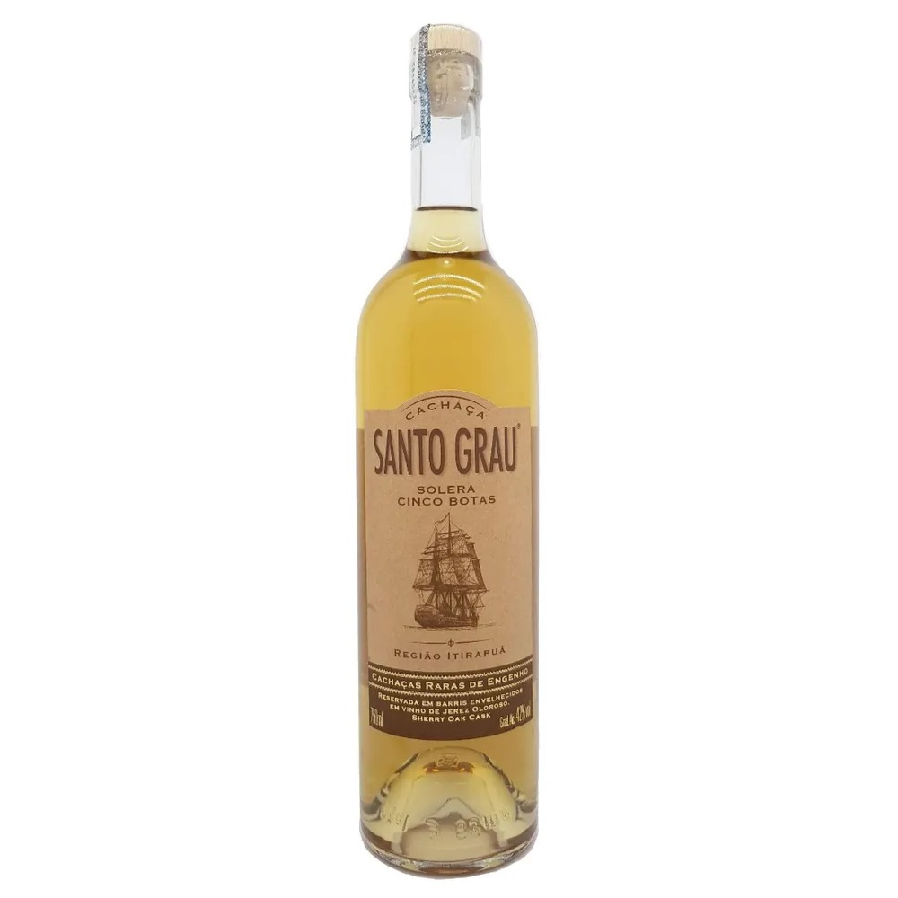 Cachaça Santo Grau Solera Cinco Botas 750ml - Bebida Tradicional Brasileira
