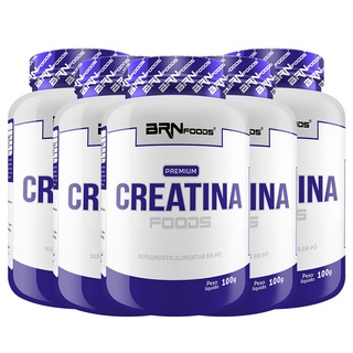 Kit 5x Creatina 100g - BRNFOODS 500g de creatina com maltodextrina de rápida absorção