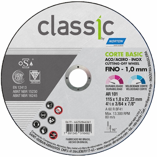 Disco de Corte Classic Basic 115x1,0x22,23 Norton