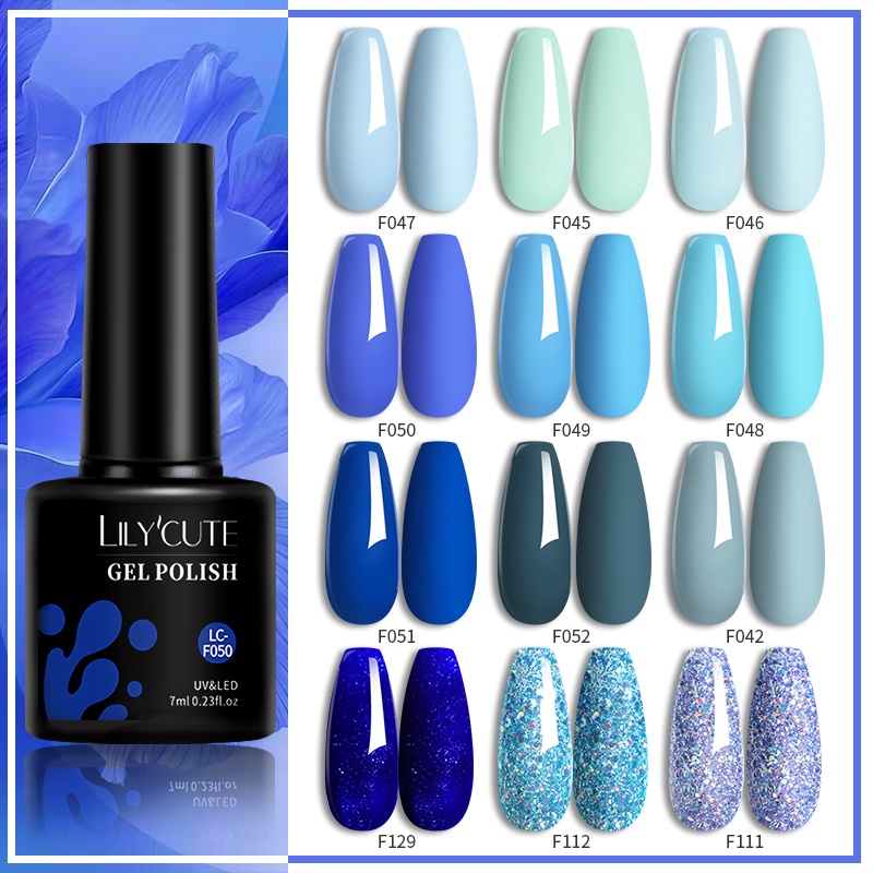 LILY'CUTE 7ml Gel De Esmalte De Unhas Azul Semipermanente De Molho UV LED Cosméticos Manicure Arte Vernizes De