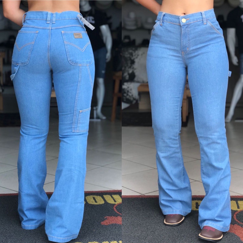 Calça Feminina Country Style Delave Flare Carpinteira | Shopee Brasil