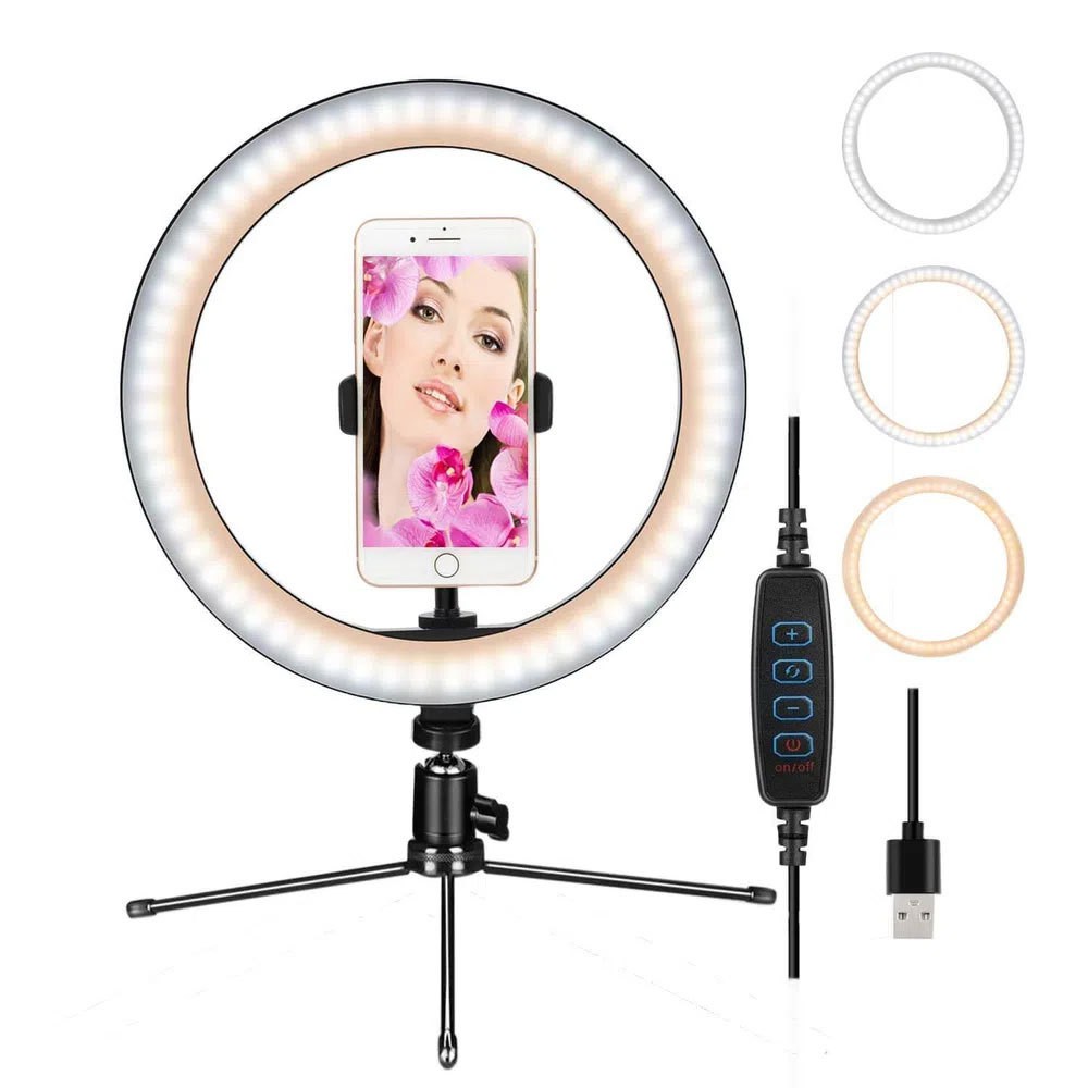 Iluminador Led Ring Light De Mesa Profissional 20 Cm 8 Polegadas